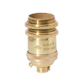Polished & Lacquered, Tall E26 Keyless Brass Lamp Socket with Ground Screw Terminal, Long UNO Threads (48264)