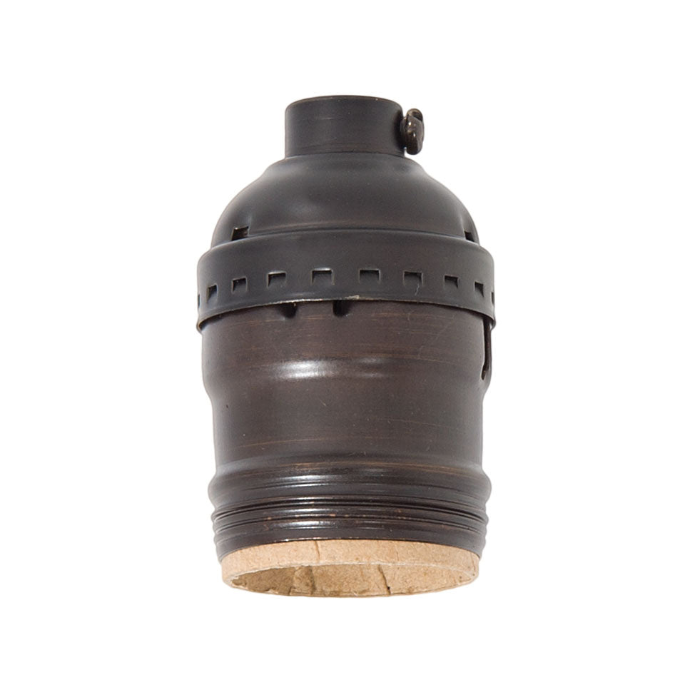 Antique BRONZE Finish Keyless Lamp Socket, UNO Thread Shell (48290B)