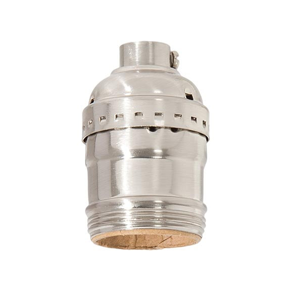 Satin Nickel Finish Brass E-26 Short Keyless Lamp Socket, UNO Threads (48290SN)