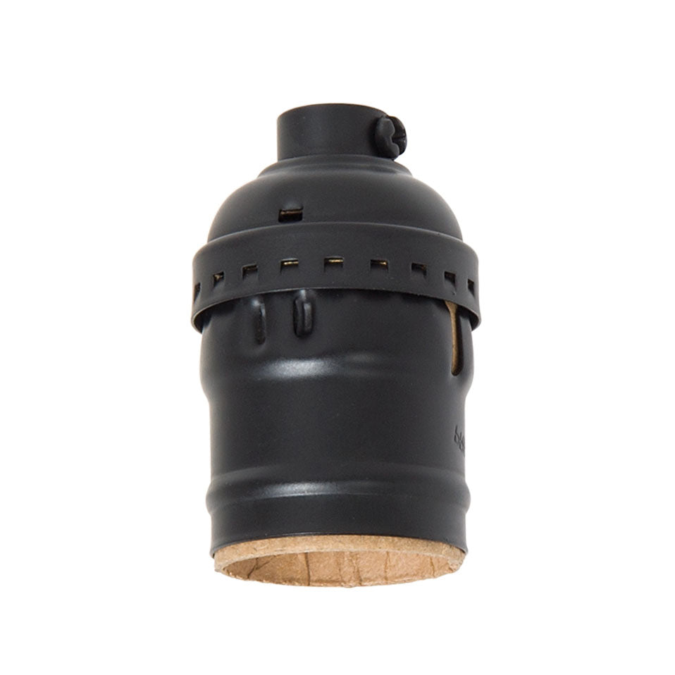 Satin Black Finish E-26 Brass Short Keyless Lamp Socket, No UNO Thread (48291BK)