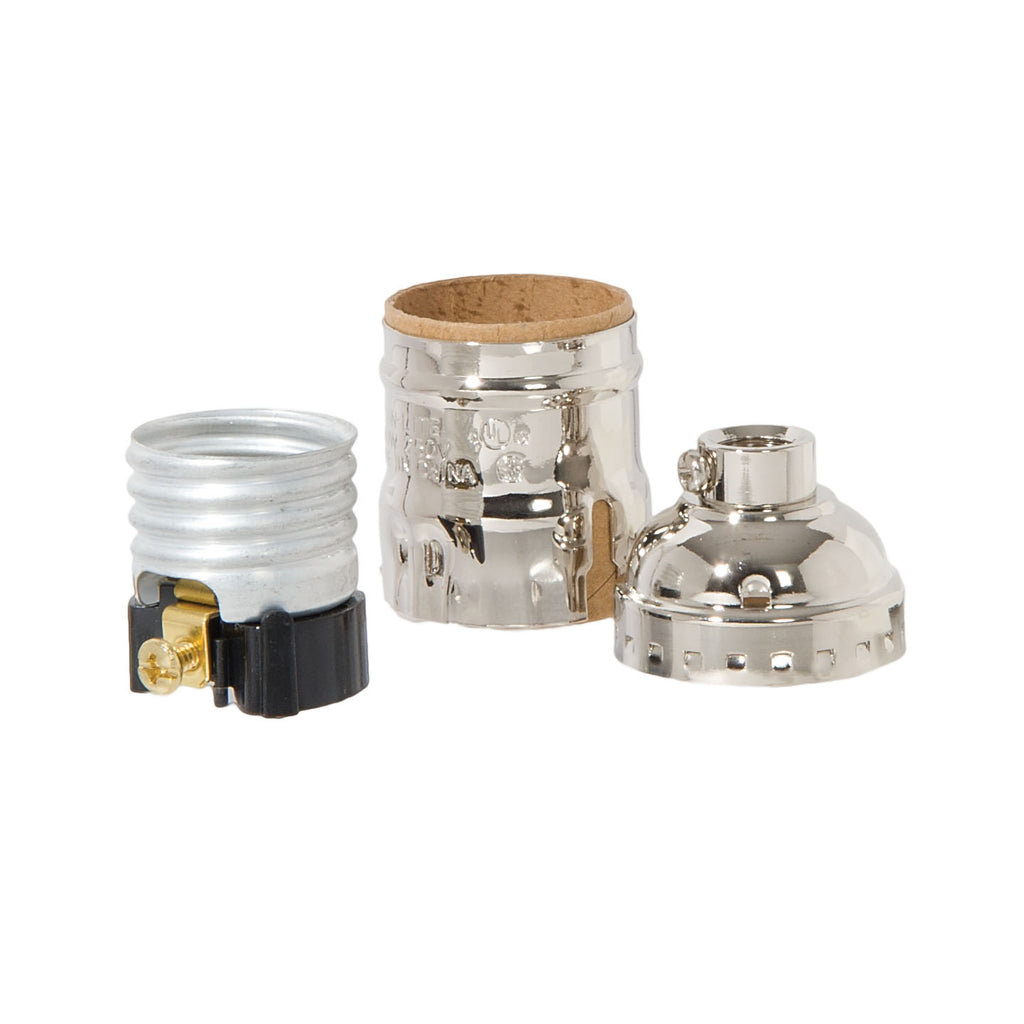 Nickel Plated Finish Keyless Early Electric Style Lamp Socket, No UNO thread (48291N)
