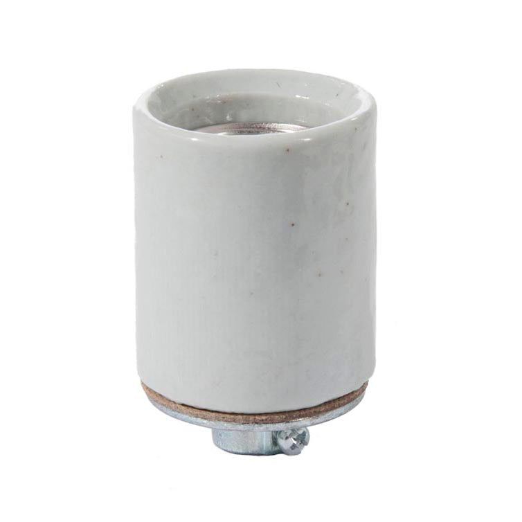 Medium Base E26, Porcelain Lamp Socket, 1/8F metal cap & Easy Wire terminals (48305)