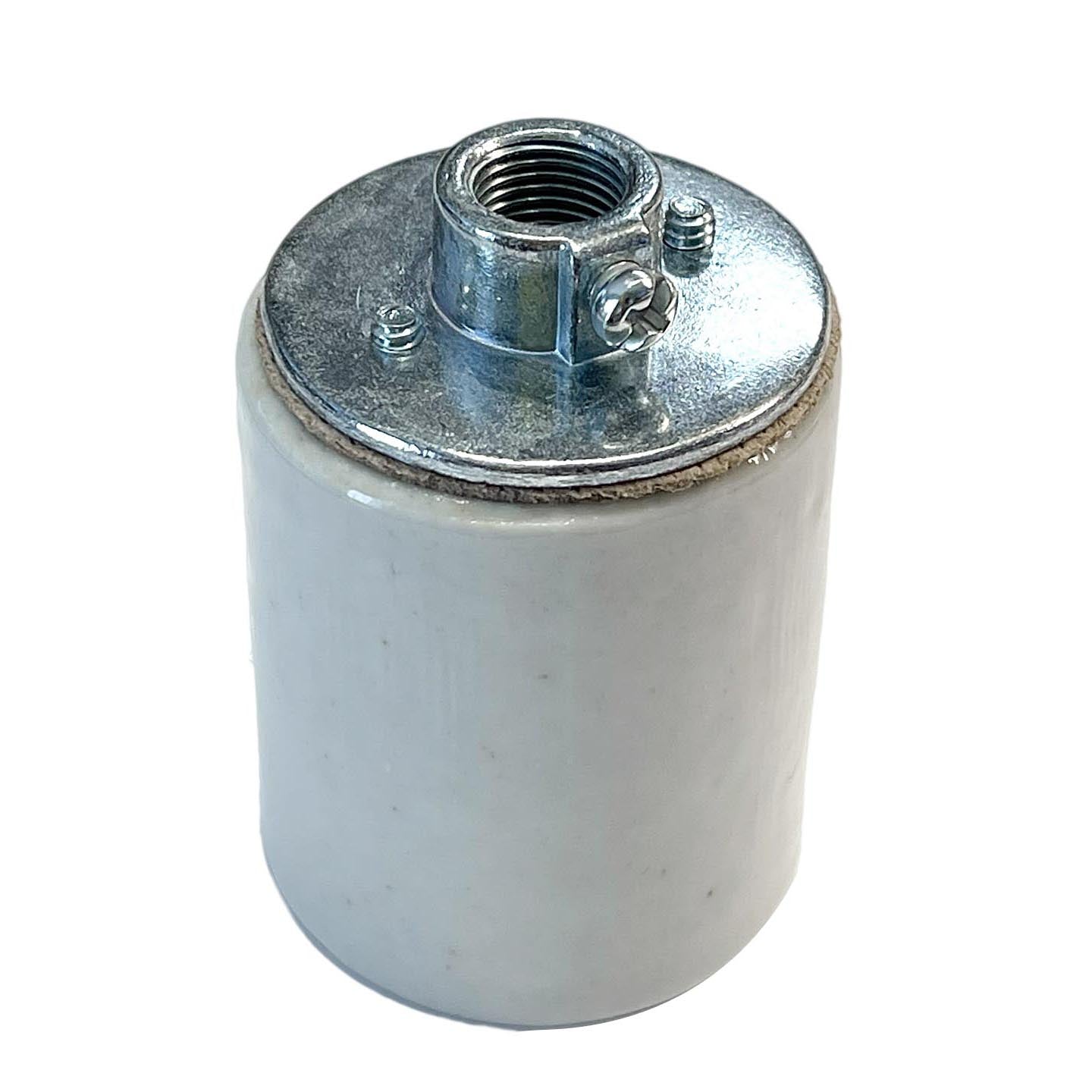Medium Base E26, Porcelain Lamp Socket, 1/8F metal cap & Easy Wire terminals (48305)