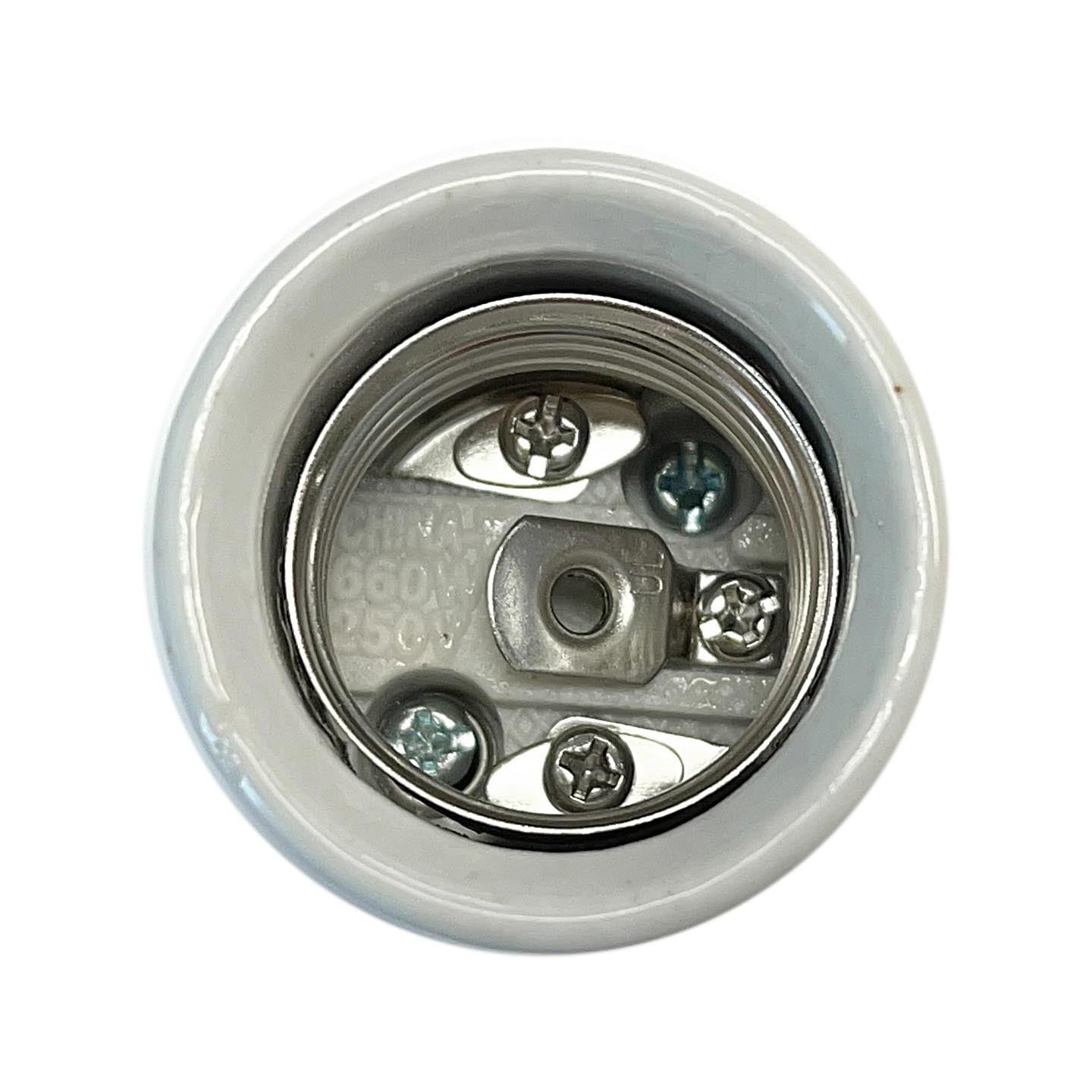Medium Base E26, Porcelain Lamp Socket, 1/8F metal cap & Easy Wire terminals (48305)