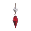 1-3/16" Ruby Glass Prism with Clear Top Bead, ~2-1/2" overall length (54140R)