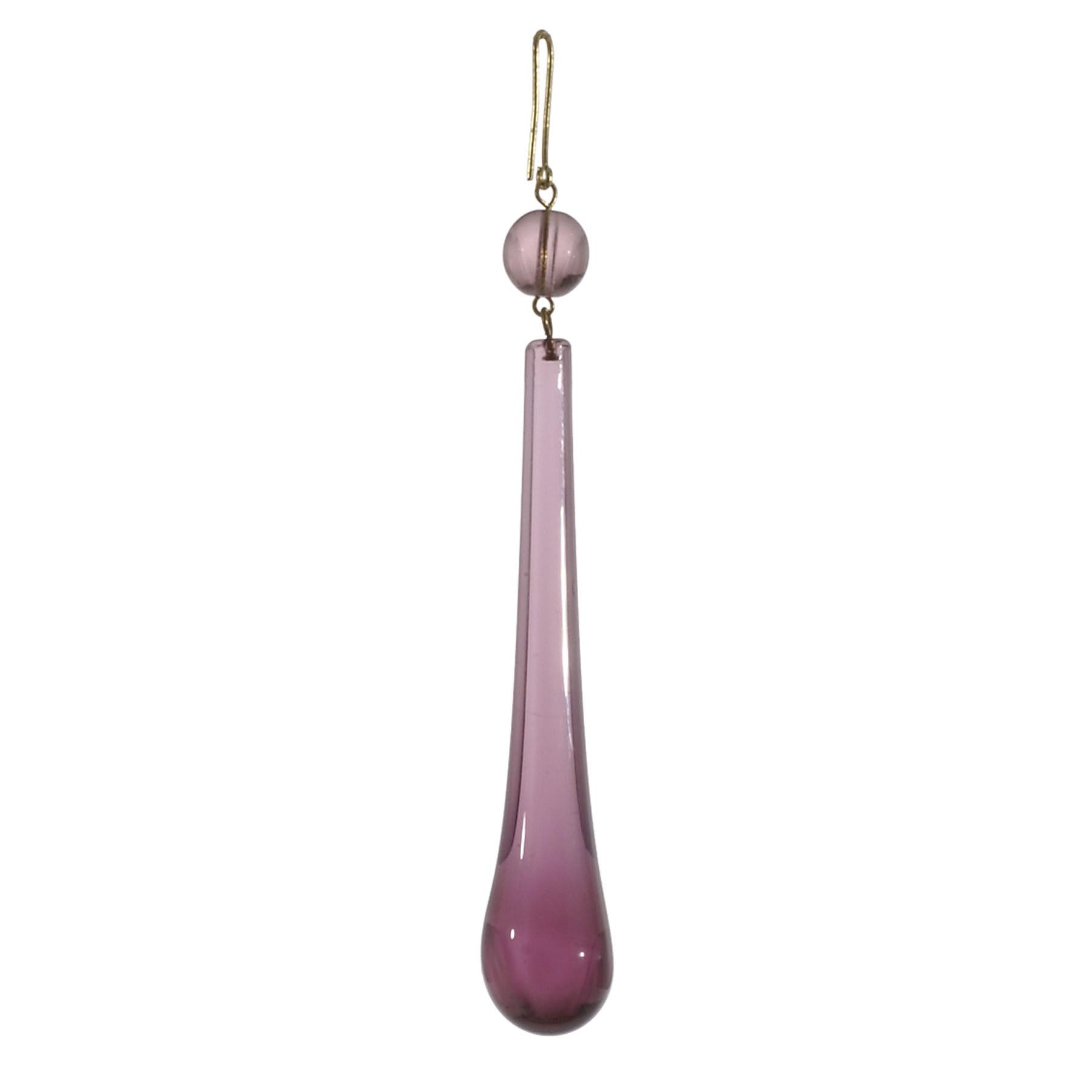 3" Amethyst Teardrop Lamp Crystal with Bead, 4-3/8" overall length (55087A)