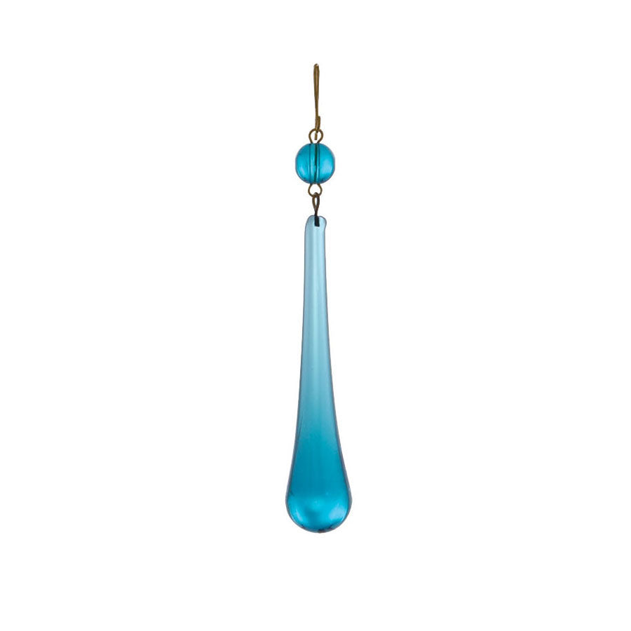 3" Light Blue Teardrop Lamp Crystal with Bead, 4-3/8" overall length (55087B)
