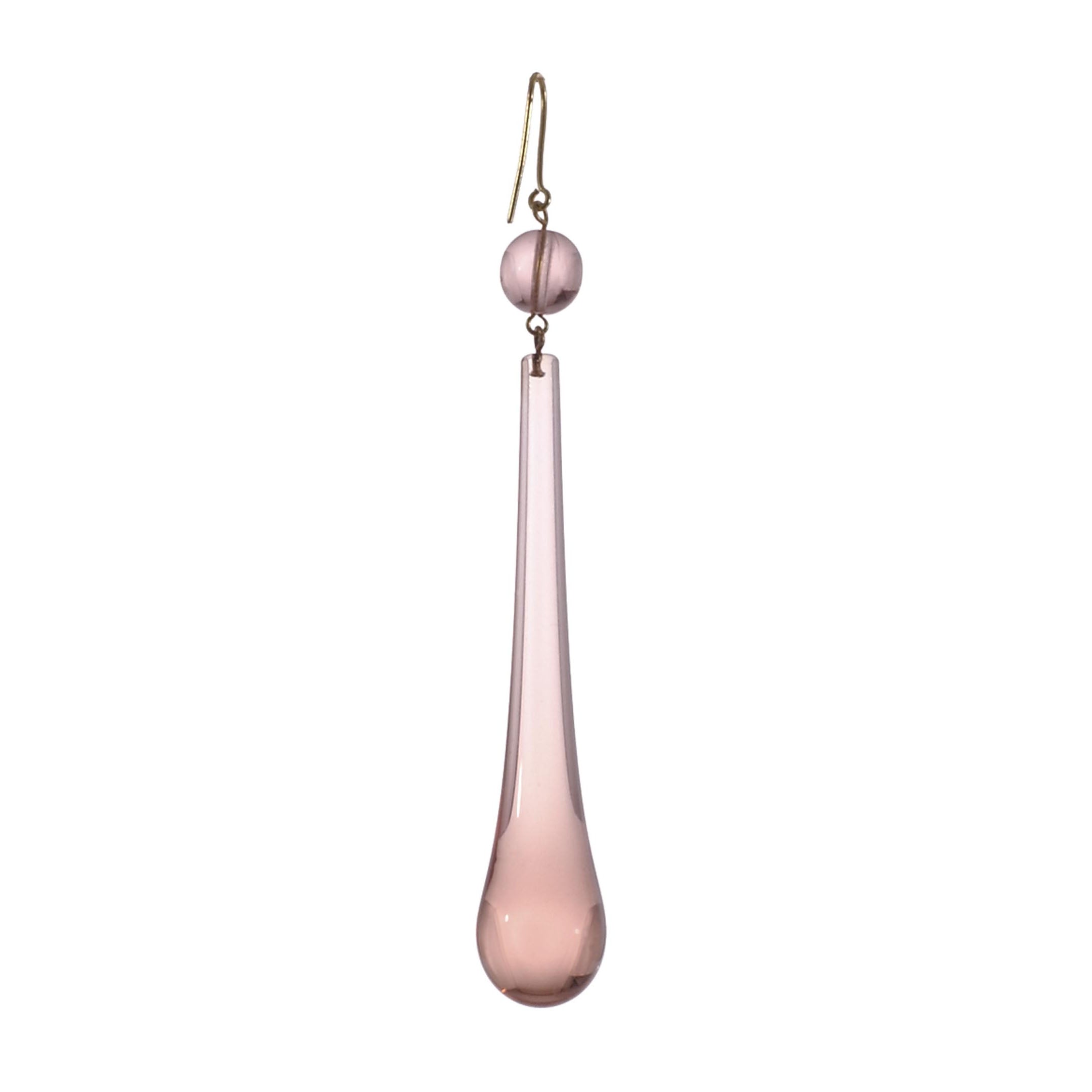 3" Pink Teardrop Lamp Crystal with Bead, 4-3/8" overall length (55087P)