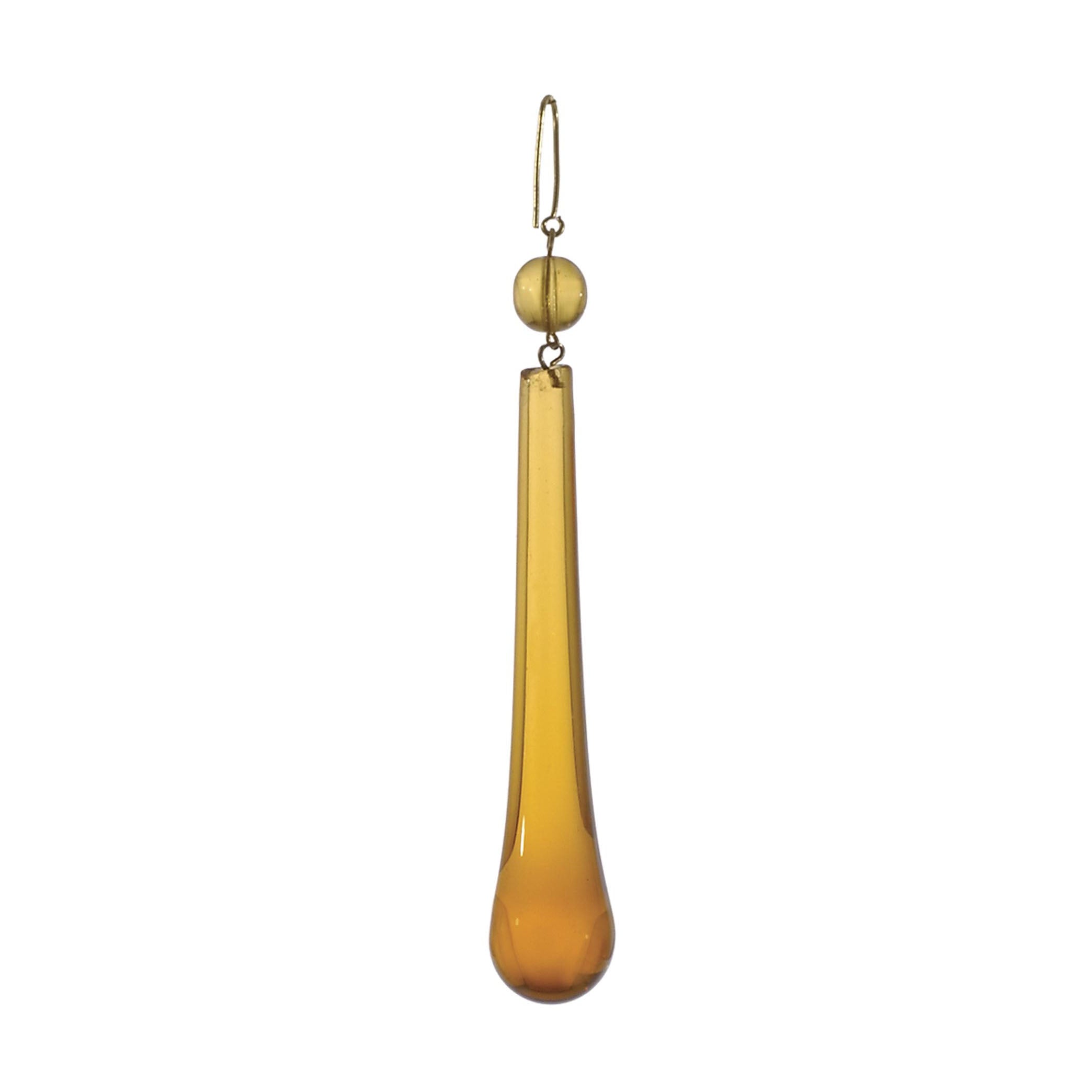3" Amber Teardrop Lamp Crystal with Bead, 4-3/8" overall length (55087T)