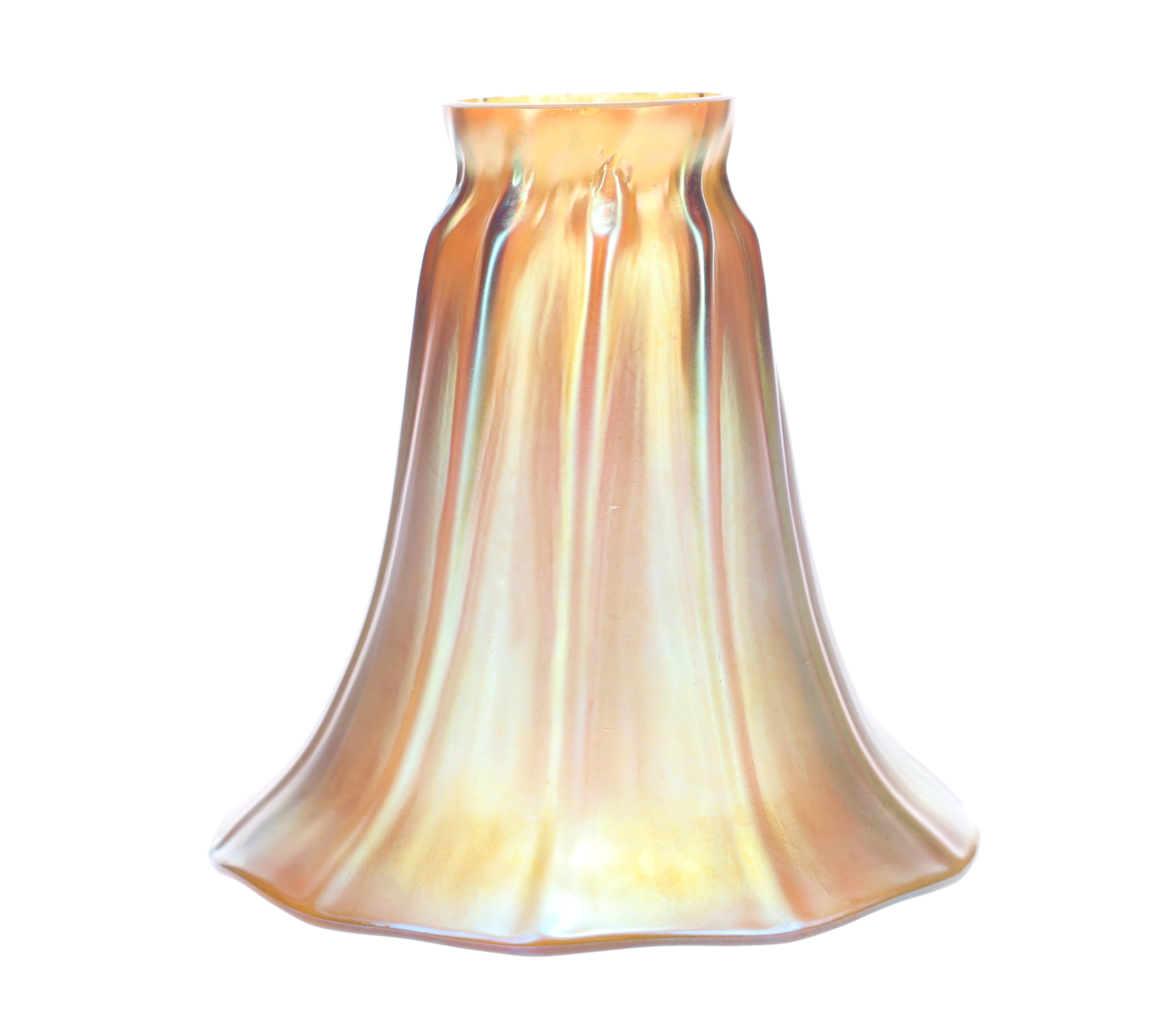 2-1/4" Fitter, Gold Iridescent "Trumpet" Art Glass Shade, 5-1/2" Tall (08923)