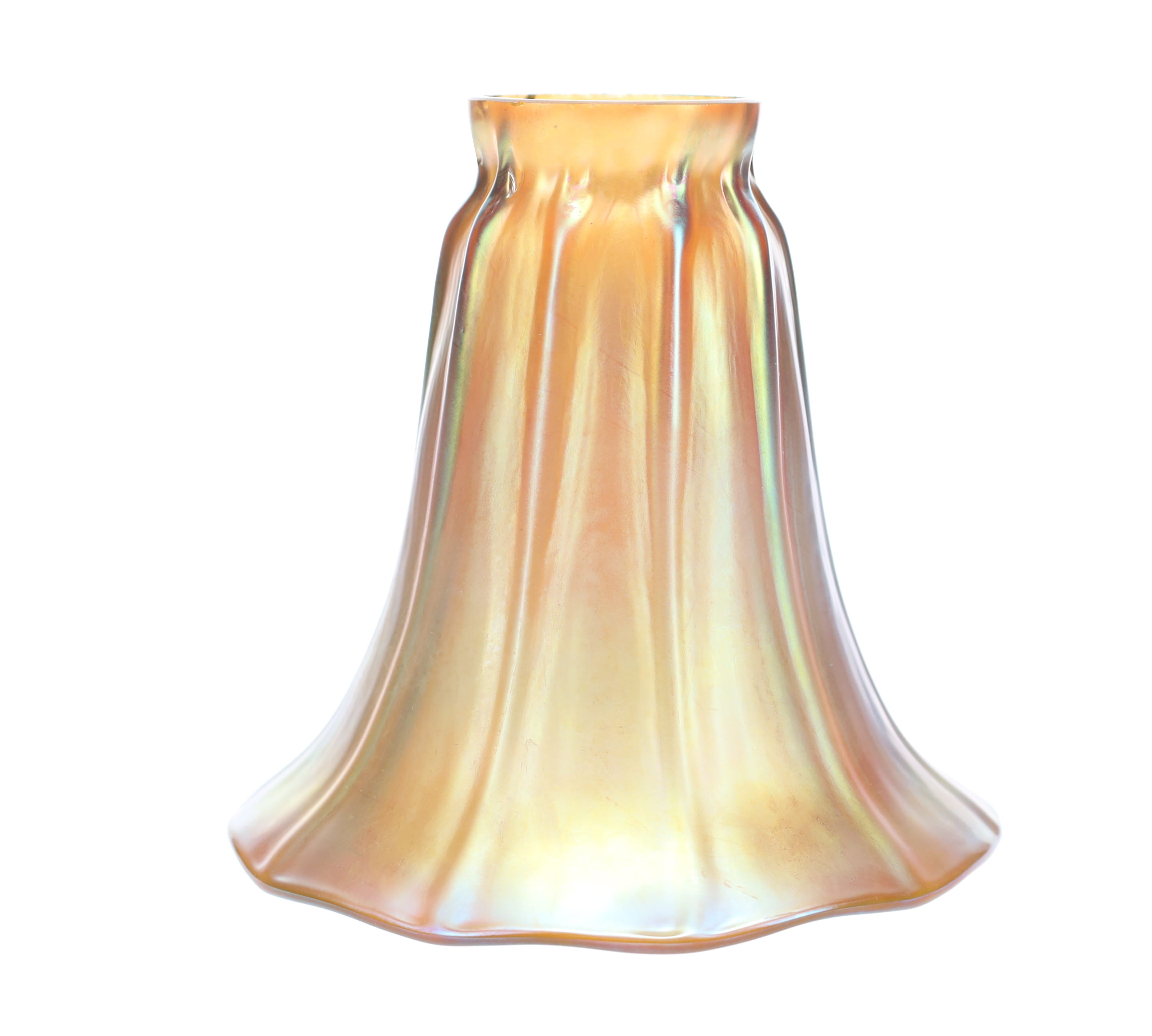 2-1/4" Fitter, Gold Iridescent "Trumpet" Art Glass Shade, 5-1/2" Tall (08923)