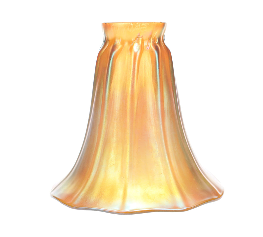 2-1/4" Fitter, Gold Iridescent "Trumpet" Art Glass Shade, 5-1/2" Tall (08923)