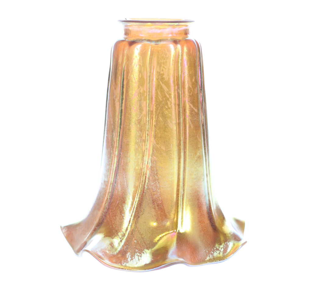 2-1/4" Fitter, Gold Iridescent "Trumpet" Art Glass Shade, 6-1/4" Tall (08912)