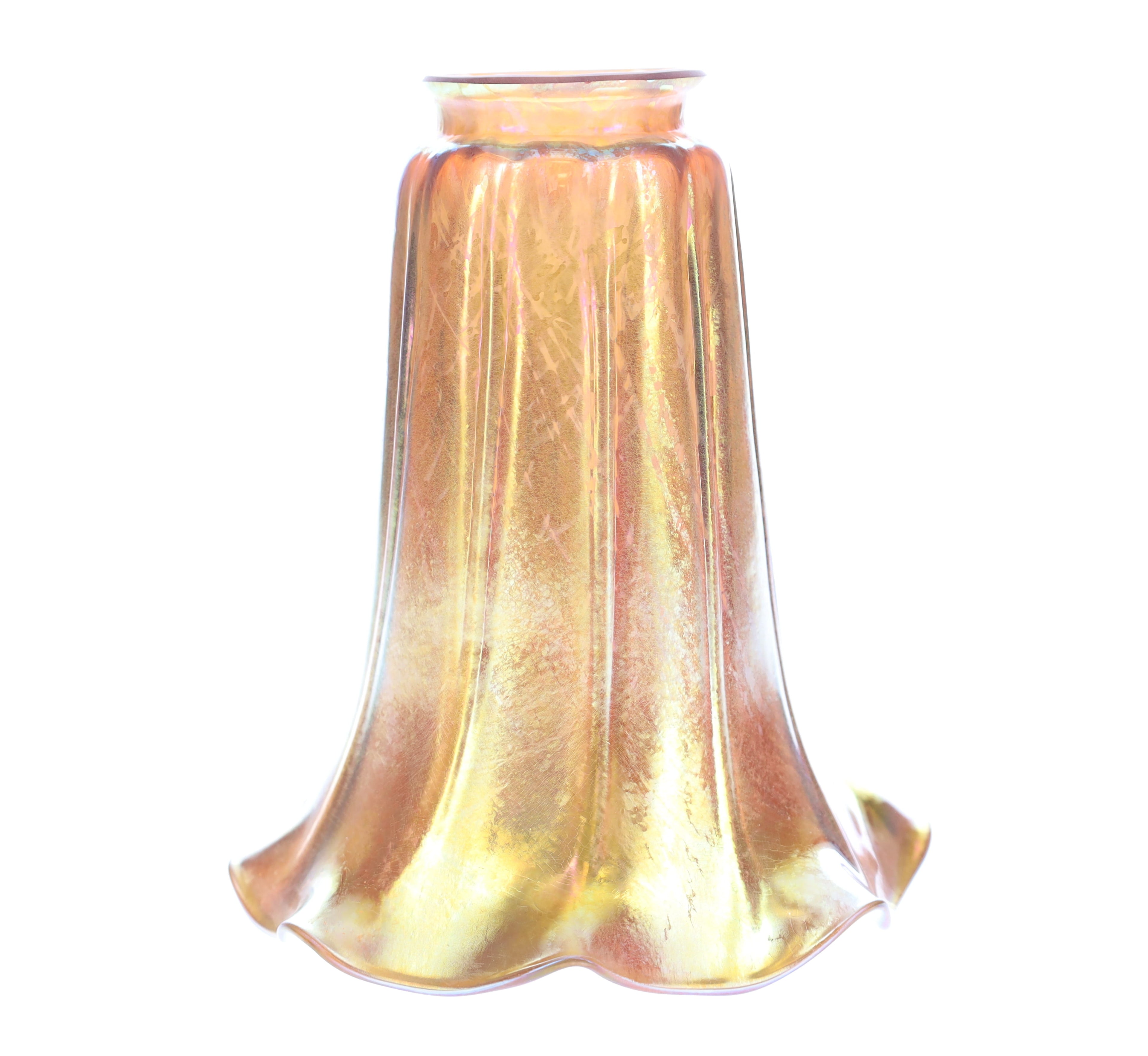 2-1/4" Fitter, Gold Iridescent "Trumpet" Art Glass Shade, 6-1/4" Tall (08912)