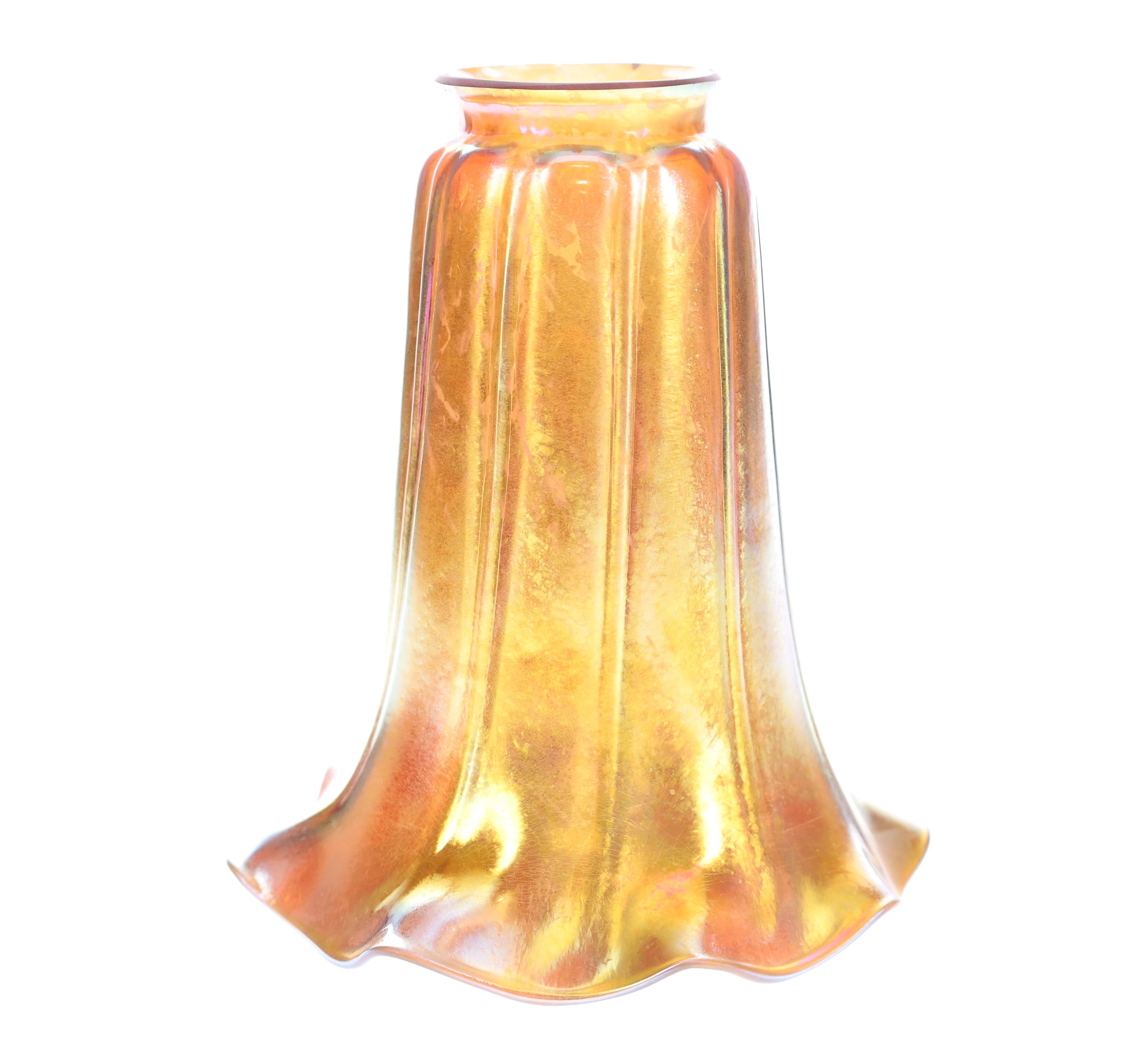 2-1/4" Fitter, Gold Iridescent "Trumpet" Art Glass Shade, 6-1/4" Tall (08912)
