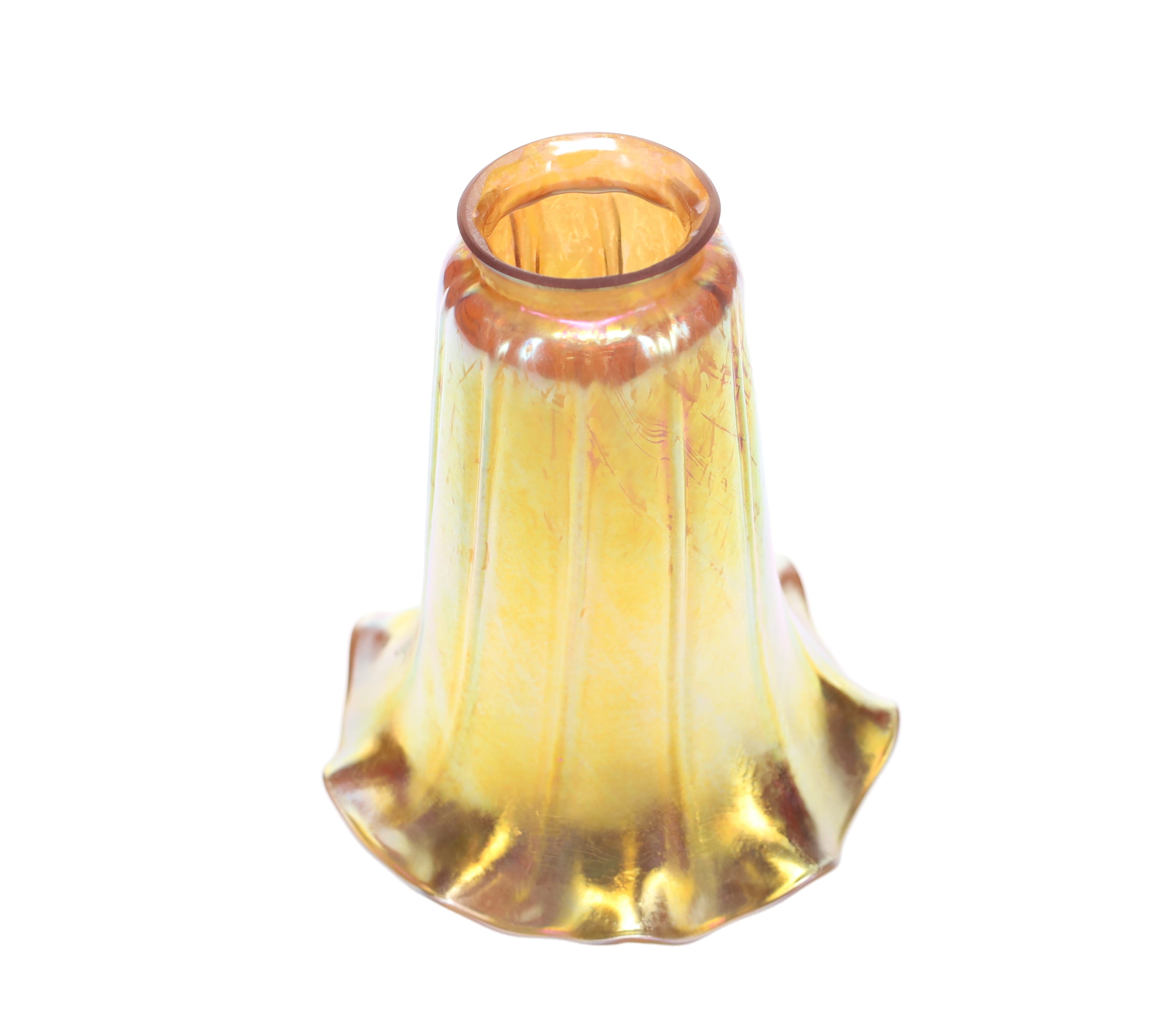 2-1/4" Fitter, Gold Iridescent "Trumpet" Art Glass Shade, 6-1/4" Tall (08912)